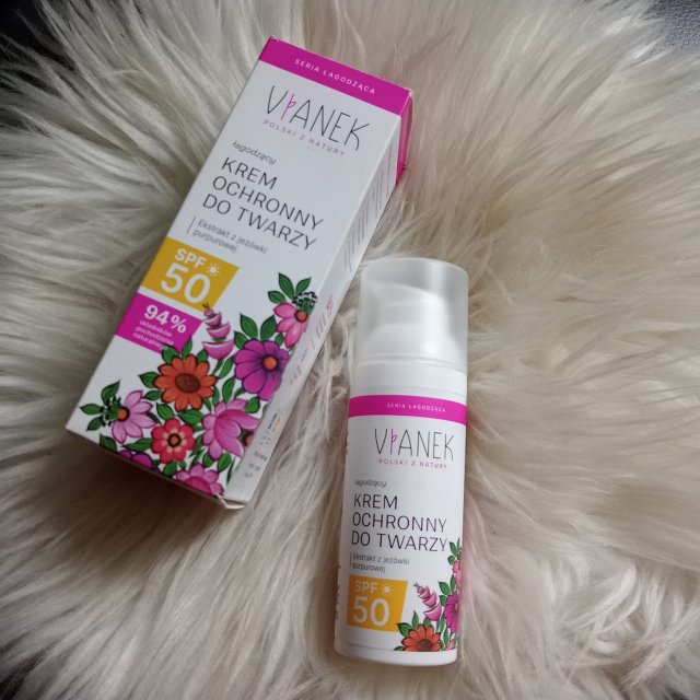 Sylveco Vianek, Krem do twarzy na dzień, Seria różowa, Łagodzący, ochronny, SPF50