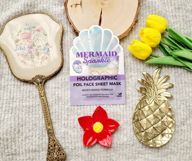 Maxbrands Marketing B.V. Foil Face Sheet Mask, Maseczka do twarzy w płacie, Holographic, Mermaid Sparkle, Formuła nawilżająca