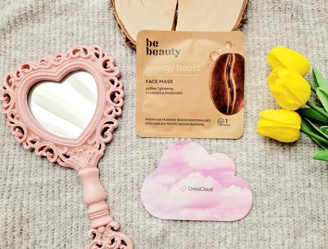 BeBeauty Natural, Maska do twarzy na tkaninie biodegradowalnej, Energy Boost, Coffee/Ginseng