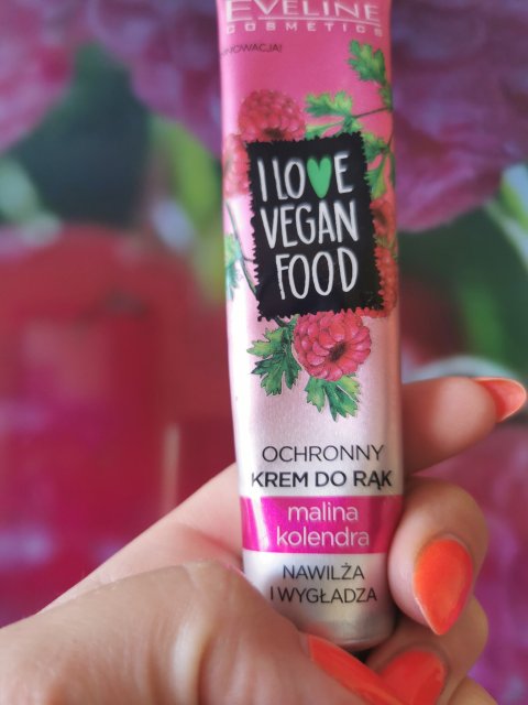 Eveline I Love Vegan Food, Krem do rąk, Ochronny, Chroni i wygładza, Malina i kolendra