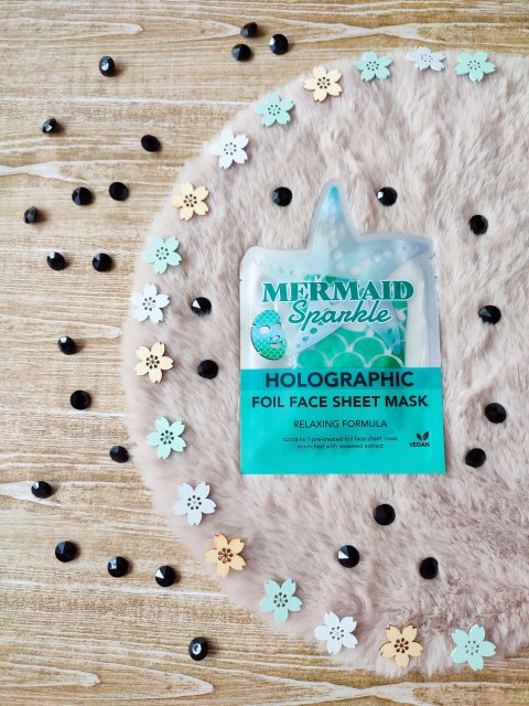 Maxbrands Marketing B.V. Maseczka do twarzy w płachcie, Holographic, Mermaid Sparkle, Formuła relaksująca