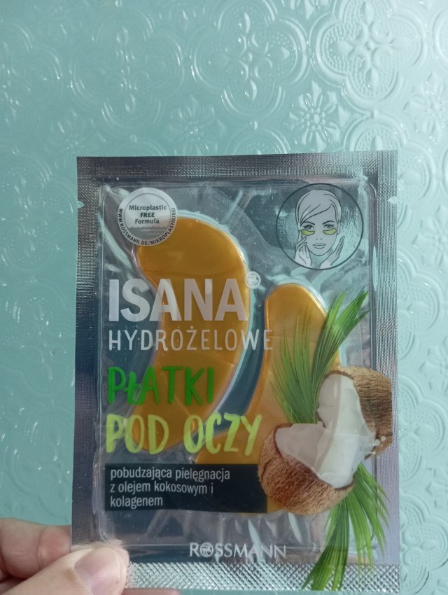 Isana Płatki pod oczy, Hydrożelowe, Pobudzająca pielęgnacja, Z olejem kokosowym i kolagenem 