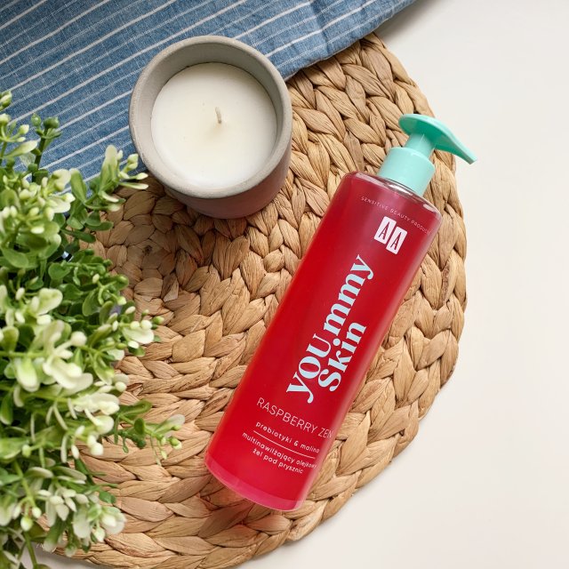 AA Yoummy Skin, Żel pod prysznic, Raspberry Zen, Multinawilżający i olejkowy, Prebiotyki & malina