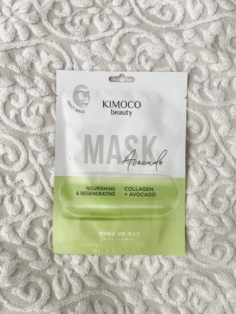 Kimoco Beauty Maska do twarzy w płacie, Avocado, Collagen + Avocado, Odżywczo-regenerująca