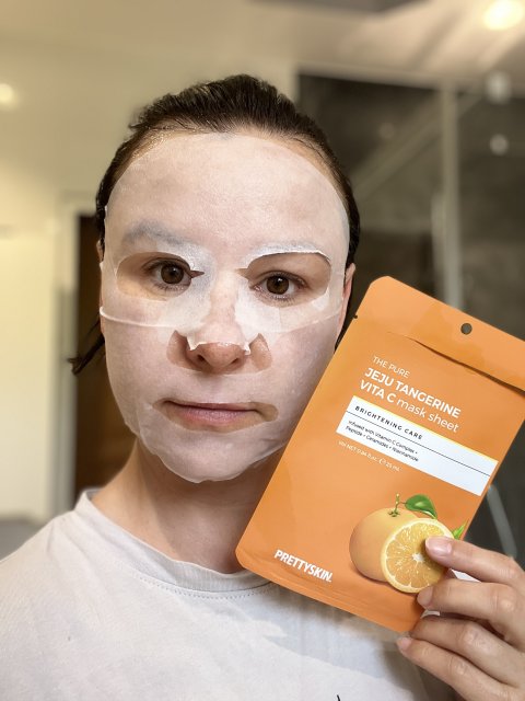 Pretty Skin The Pure, Jeju Tangerine Vita C Mask Sheet, Rozjaśniająca maska w płacie 