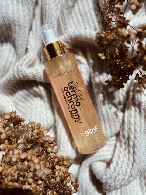 Hair Glow Spray termo-ochronny, Z drobinami złota 