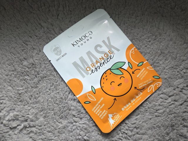 Kimoco Beauty Maska do twarzy w płacie, Orange Essence, Rozjaśniająca, nawadniająca i odświeżająca, Ekstrakt z pomarańczy