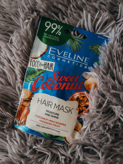 Eveline Food For Hair, Sweet Coconut, Maska do włosów, Z kokosem, olejkiem makadamia i marakują