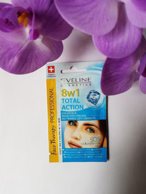 Eveline 8w1 Total Action, chłodząca maseczka + peeling do twarzy, szyi i dekoltu 