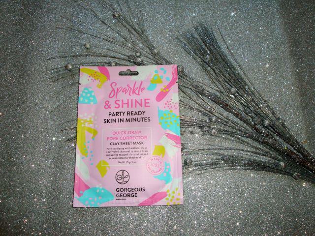 Gorgeous George Maseczka do twarzy w płacie, Sparkle & Shine, Party Ready Skin in Minutes