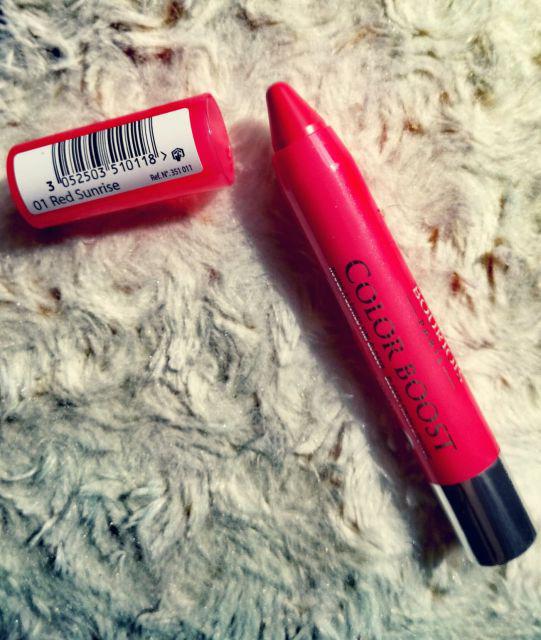 Bourjois Color Boost, Pomadka do ust w kredce, 01 red sunrise