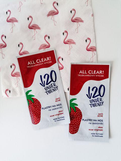 Under Twenty All Clear!, Plaster na nos, Przeciw zaskórnikom, Truskawkowy wycisk, Aloes i oczar wirginijski