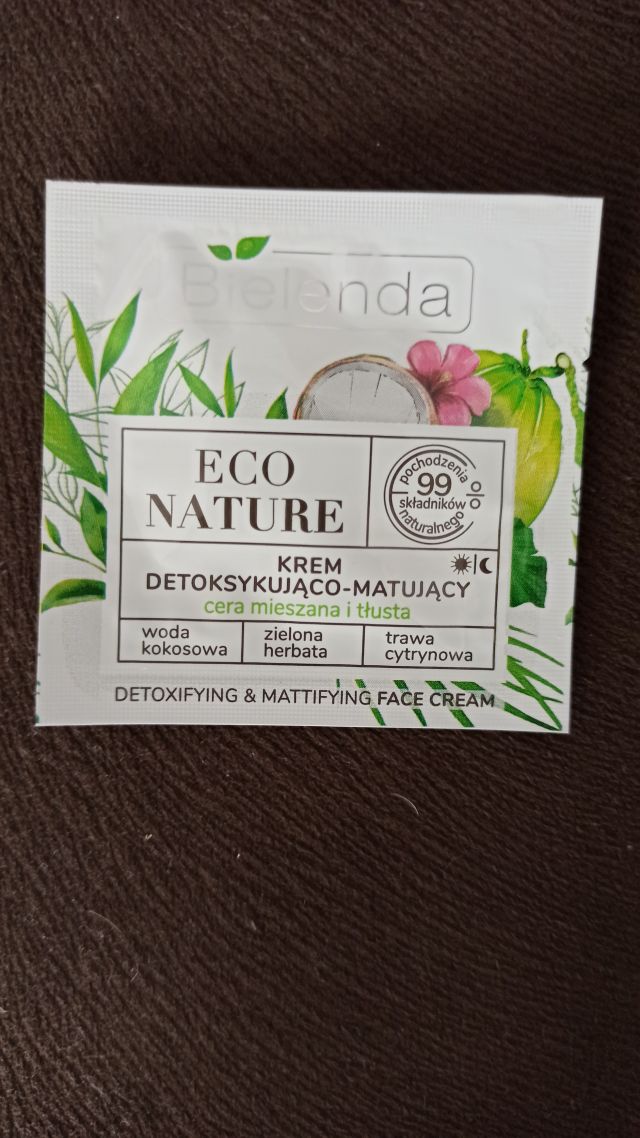 Bielenda Eco Nature, Krem do twarzy, Detoksykująco-matujący,  Na dzień i Na noc, Cera mieszana i tłusta,