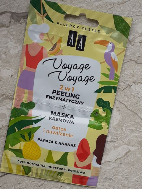 AA Voyage Voyage, 2w1 Peeling enzymatyczny + maska kremowa, Papaja & Ananas,Brazylia 