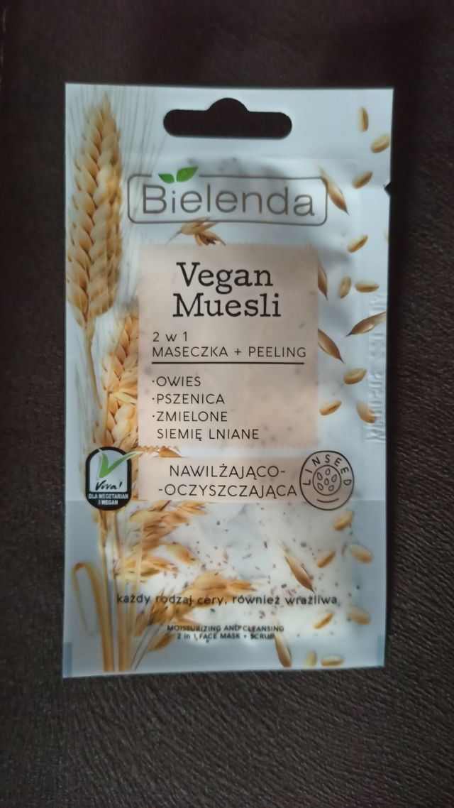 Bielenda Vegan Muesli, Maseczka + peeling do twarzy, 2w1, Nawilżająco-oczyszczająca
