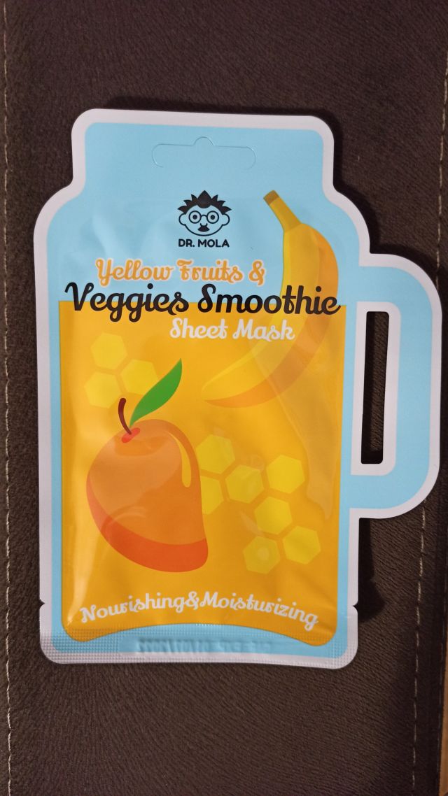 Dr. Mola Maska do twarzy w płacie, Yellow Fruits & Veggie Smoothie, Nourishing & Moisturizing