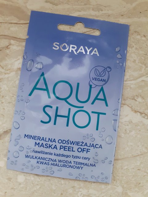 Soraya AquaShot, Maska do twarzy, Peel-off, Mineralna, Odświeżająca, Nawilżenie każdego typu cery, Wulkaniczna woda termalna, kwas hialuronowy