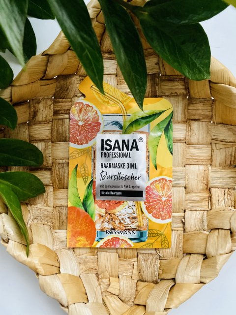 Isana Maska do włosów 3w1, Durstlöscher, Woda bambusowa i różowy grejpfrut 
