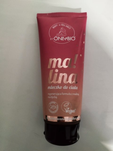 OnlyBio Body in Balance, Mleczko do ciała, Ma!lina, Malina nordycka, Regenerująca formuła
