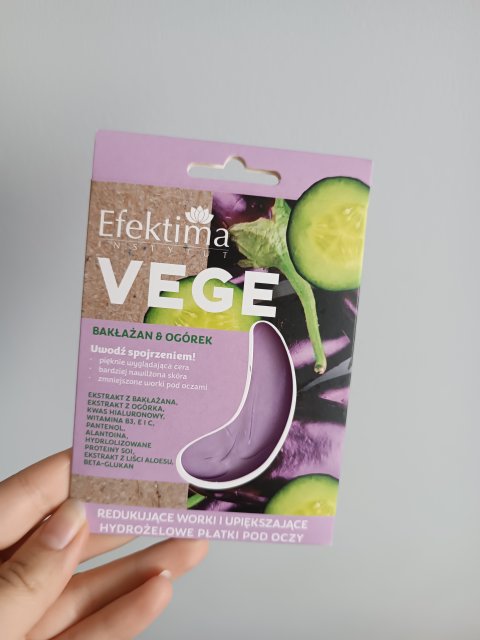 Efektima Vege, Płatki pod oczy, Hydrożelowe, Redukujące worki i upiększające, Bakłażan & Ogórek