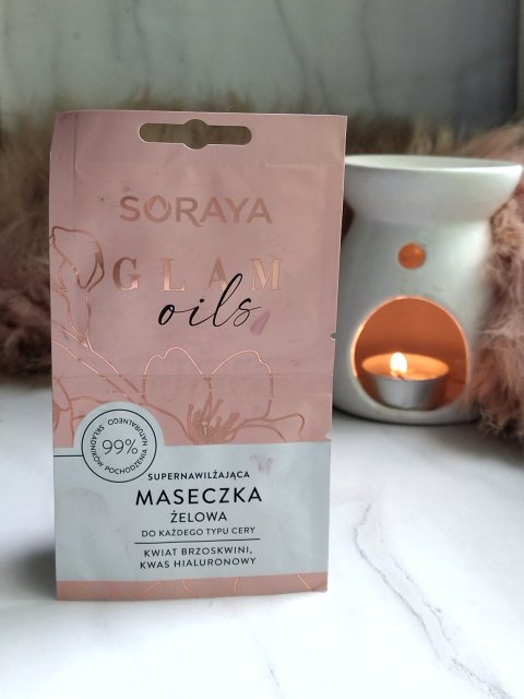 Soraya Glam Oils, Maseczka do twarzy, Żelowa, Supernawilżająca, Do każdego typu cery, Kwiat brzoskwini, kwas hialuronowy 