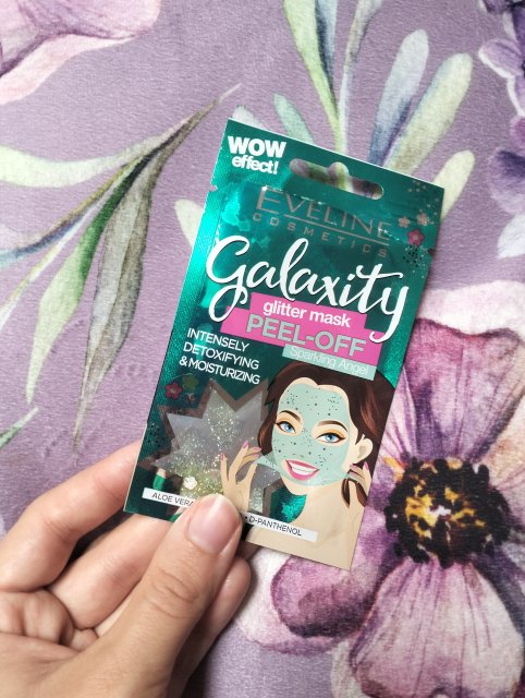Eveline Galaxity, Maseczka do twarzy, Peel-off, Glitter Mask, Sparkling Angel, Detoksykująco-nawilżająca, Aloe Vera, Green Tea, D-panthenol