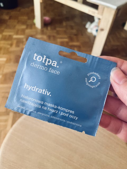 Tołpa Dermo Face, Hydrativ, Maska-kompres na twarz, szyję i pod oczy, Nawilżająca, Skóra wrażliwa, alergiczna, odwodniona i podrażniona