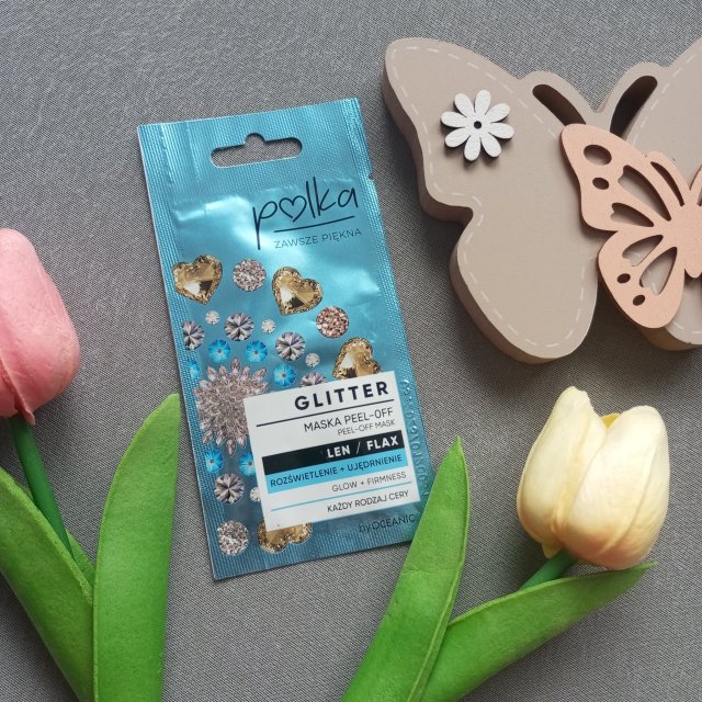 Polka Glitter, Maska do twarzy, Peel-off, Rozświetlenie + ujędrnienie, Len