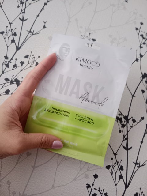 Kimoco Beauty Maska do twarzy w płacie, Avocado, Collagen + Avocado, Odżywczo-regenerująca
