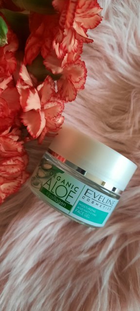 Eveline Organic, Aloes + Kolagen, Żel do twarzy, Nawilżająco-matujący, Skóra normalna i mieszana