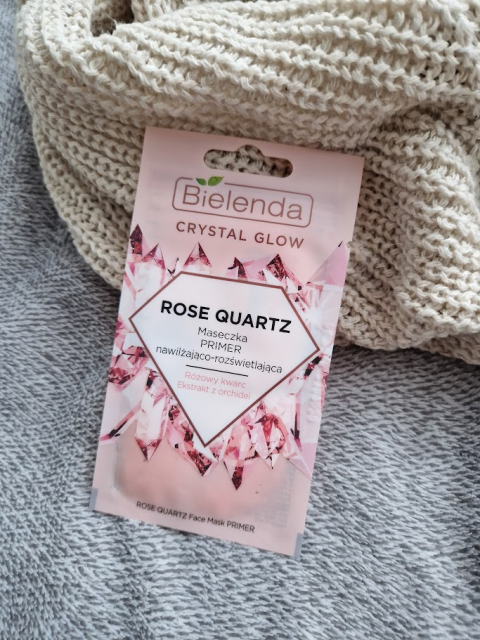 Bielenda Crystal Glow, Maseczka-primer do twarzy, Nawilżająco-rozświetlająca, Rose Quartz, Różowy kwarc i ekstrakt z orchidei