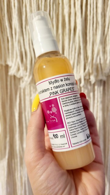 WhiteTree Natural Cosmetics Mydło w żelu, Z ekstraktem z nasion konopii siewnych, Pink Grape