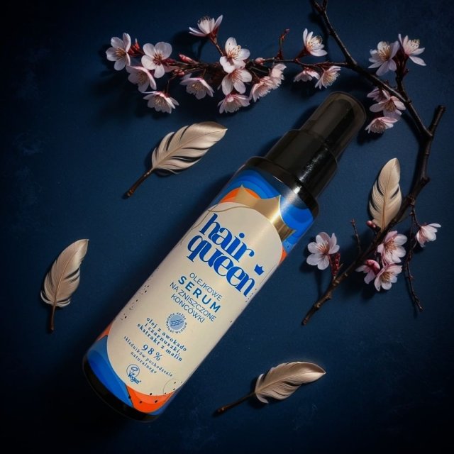 Hair Queen Serum na końcówki włosów, Olejkowe, Na zniszczone końcówk, Olej z awokado i czarnuszki, ekstrakt z malin
