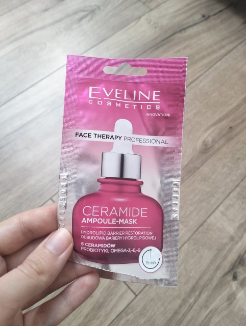 Eveline Face Therapy Professional, Maseczka do twarzy, Ceramide Ampoule-Mask, Odbudowa bariery hydrolipidowej, 6 ceramidów, probiotyki, omega 3-6-9