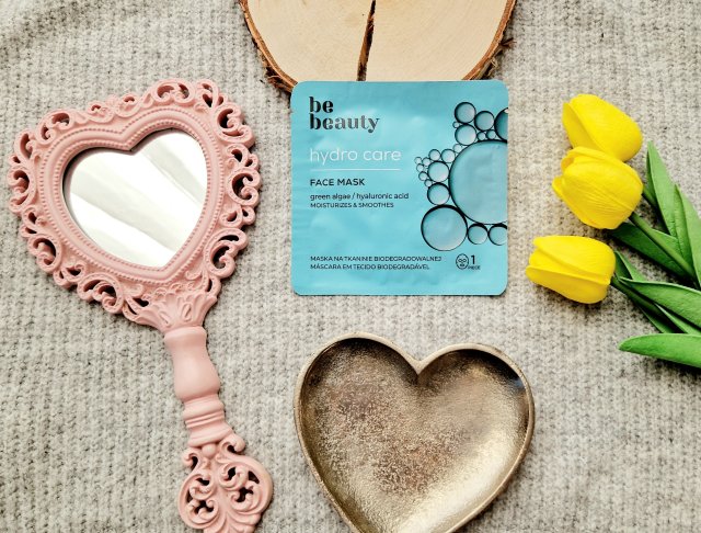 BeBeauty Natural, Maska do twarzy na tkaninie biodegradowalnej, Hydro Care, Zielona Alga/Kwas Hialuronowy