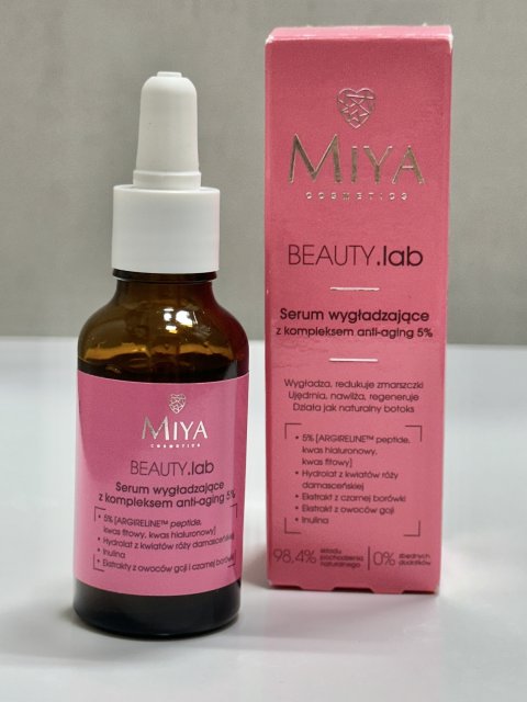 Miya Cosmetics Beauty lab, Serum do twarzy, Wygładzające, z kompleksem anti-aging 5%