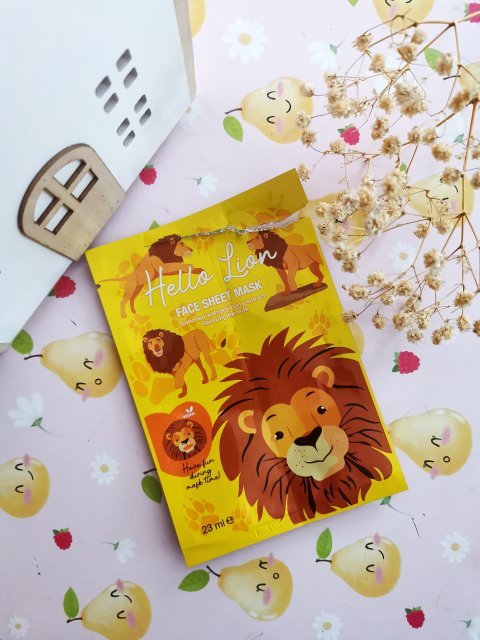 Maxbrands Marketing B.V. Maseczka do twarzy w płacie, Hello Lion, Relaksująca, z ekstraktem z jagód goji