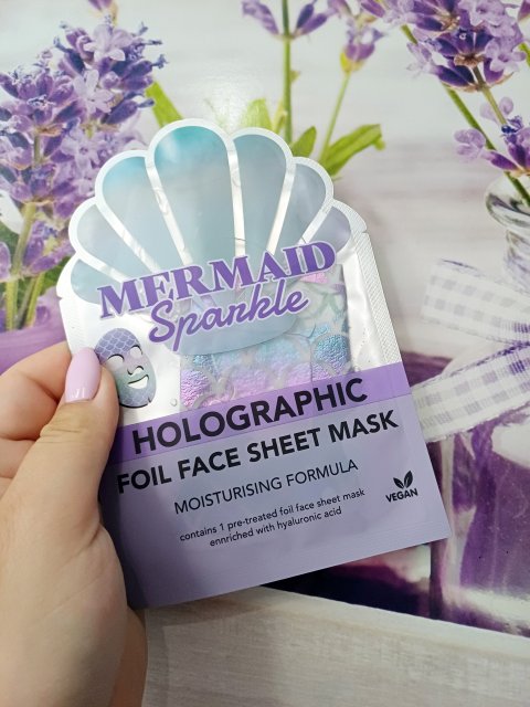 Maxbrands Marketing B.V. Foil Face Sheet Mask, Maseczka do twarzy w płacie, Holographic, Mermaid Sparkle, Formuła nawilżająca