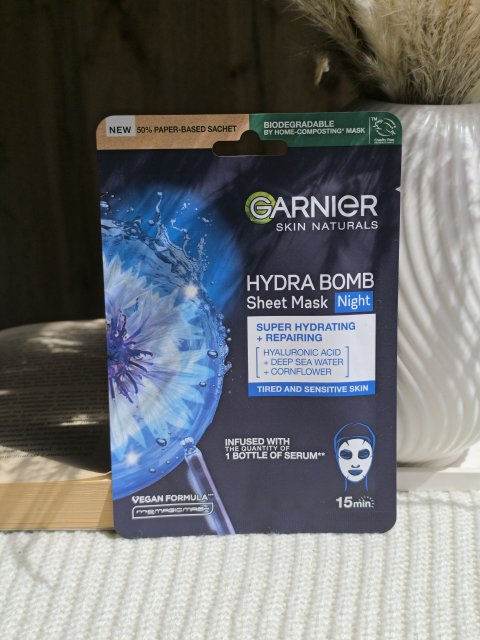 Garnier Skin Naturals, Hydra Bomb, Maska do twarzy w płacie, Super Hydrating, Night, Na noc