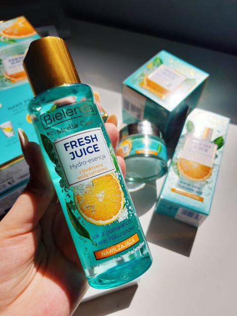 Bielenda Fresh Juice, Hydro-esencja do twarzy, Nawilżająca, Z bioaktywną wodą cytrusową, Sok z pomarańczy i kwas hialuronowy