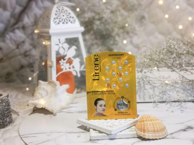 Lirene Dermoprogram, Ekspresowy lifting, Napinająca maska peel-off z 24k złotem i perłą