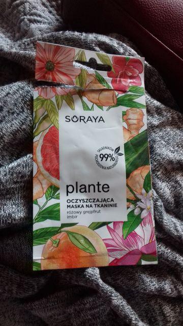 Soraya Plante, Maska do twarzy na tkaninie, Oczyszczająca, Różowy grejpfrut, imbir