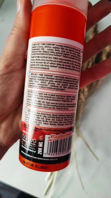 Barwa tonik siarkowy matujący pielęgnacja antytrądzikowa