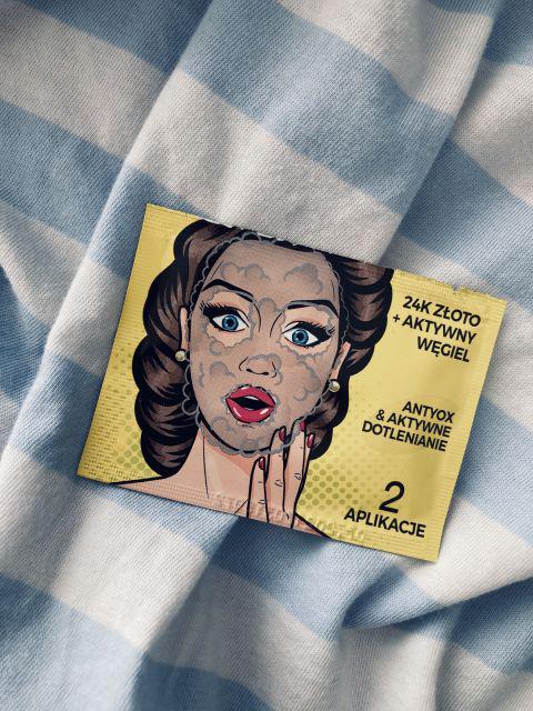 AA Bubble Mask, Maska bąbelkowa do twarzy, Oczyszczanie i energia, 24k złoto + aktywny wegiel