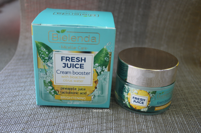 Bielenda Fresh Juice, Krem booster, Rozświetlający, Z bioaktywną wodą cytrusową i sokiem z ananasa