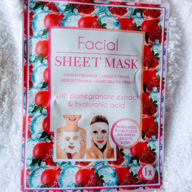Face Sheet Mask, Maseczka do twarzy w płacie, pomegranate extract & hyaluronic acid