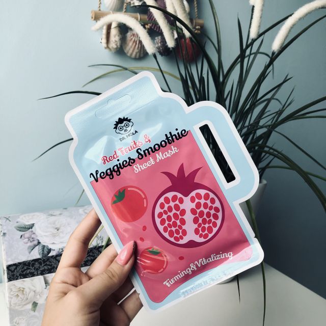 Dr. Mola Maska do twarzy w płacie, Red Fruits & Veggies Smoothie, Firming & Vitalizing