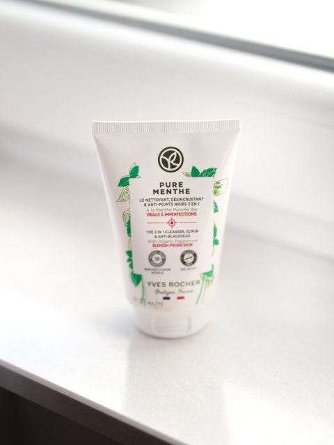 Yves Rocher Pure Menthe, Żel do mycia twarzy, Głęboko oczyszczający, 3 w 1, Przeciw zaskórnikom