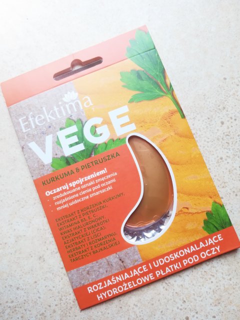 Efektima Vege, Płatki pod oczy, Hydrożelowe, Rozjaśniające i udoskonalające, Kurkuma & Pietruszka