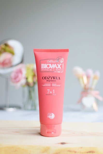 L'biotica Biovax, Odżywka do włosów, Ekspresowa 7w1, Włosy zniszczone, Olej z opuncji i mango